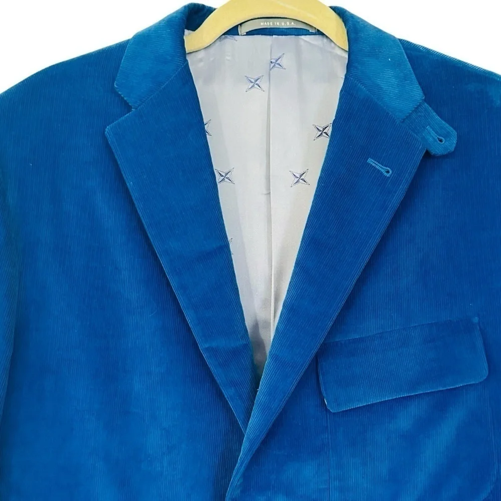 Hickey Freeman Blue Micro Corduroy Blazer Sport Coat USA Men’s L Classic Fit